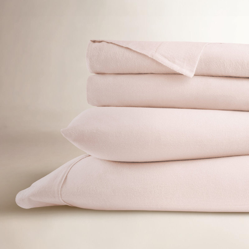 Rience Cozy Cotton Flannel Sheet Set - Solid, Twin, Blush