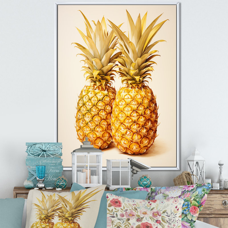 Pinapple Golden Grove sur toile, H 40 po x l 30 po x P 1,5 po, Cadre flottant blanc