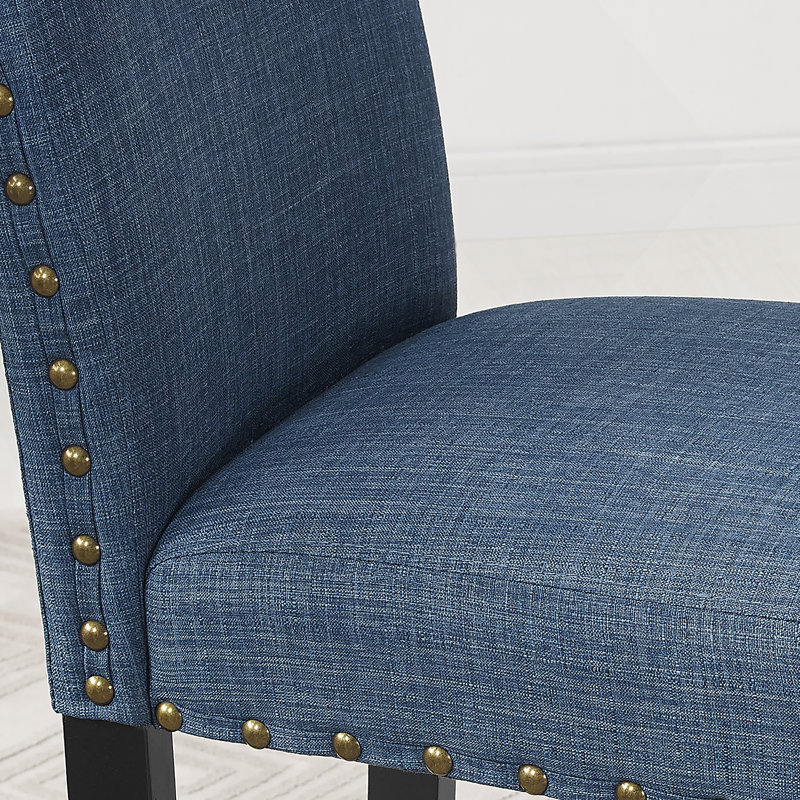 Ensemble de 2 tabourets bleus à hauteur de comptoir avec garniture cloutée, Bleu