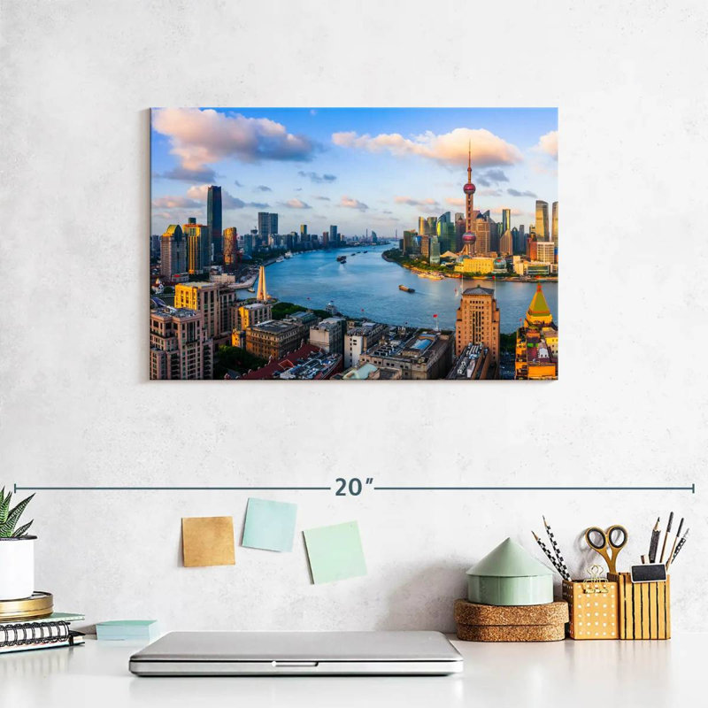 Tergel Shanghai Sunset Skyline, 8" H x 12" W