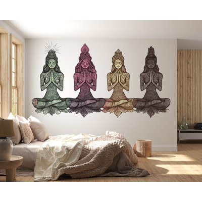 Yoga Goddess Sticker, Meditation Decal, Boho Spiritual Art, Zen Woman Sticker, Chakra Decor, Laptop Sticker, Water Bottle 278GM
