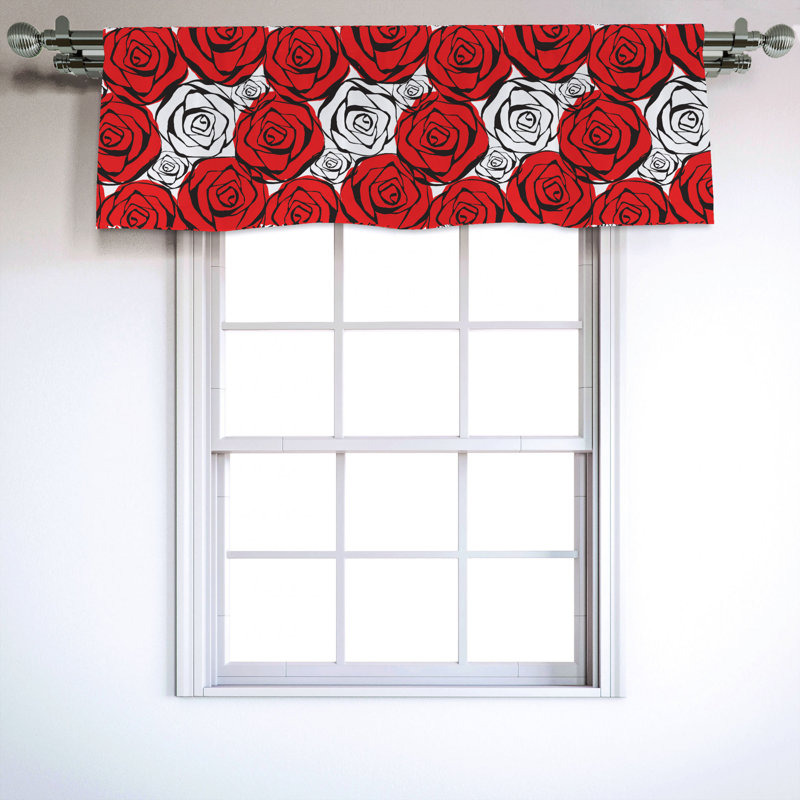 Sateen Floral Ruffled Window Valance