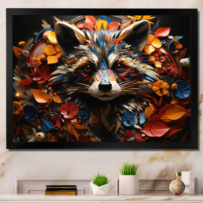 Curious Raccoon Collage III sur toile
