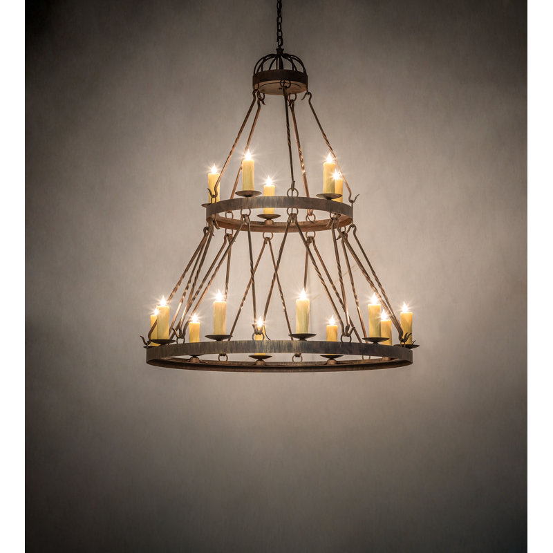 15 - Light Steel Dimmable Tiered Chandelier