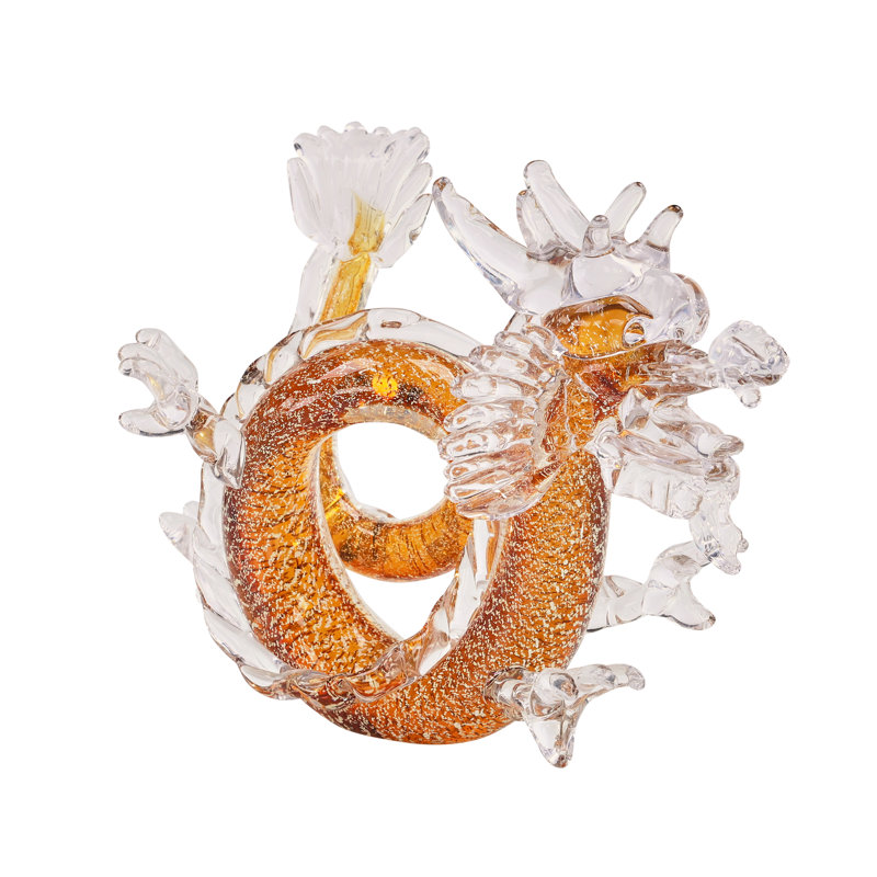 Sculpture en verre de dragon, petit ambre