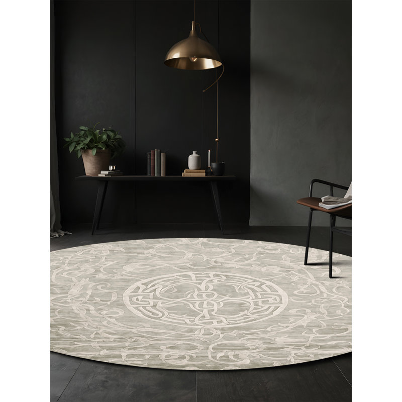 Machine Washable Beige Area Rug, Round 3'