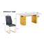 Ensemble de table et de chaises. Grande table rectangulaire moderne avec plateau en verre à motif de 0,4 pouce et grands pieds de table en panneau de fibres à densité moyenne. Comprend des chaises avec des sièges rembourrés en similicuir et des pieds-1166485682