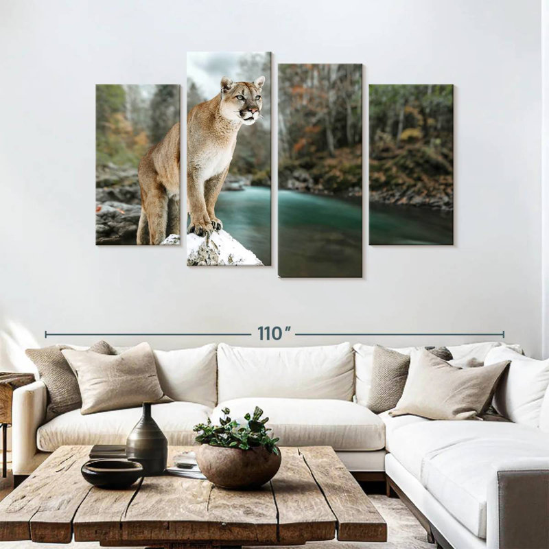 Brampt Cougar By The River, 54" H x 84" W