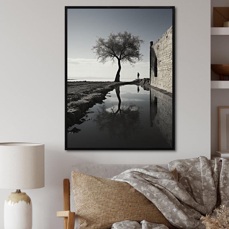 «Tree Near House Mimalisme Scenery - Buildings», reproduction d'art sur toile_106431, H 40 po x l 30 po x P 1,5 po