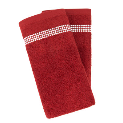 Sparkles Home Stripe Rhinestone Fingertip Towels | 100% Cotton Terry | Glass Rhinestones