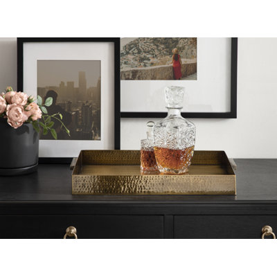 Yasmine Round Hammered Metal Serving Tray