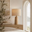 Lampe de table en travertin de 47 cm avec abat-jour en lin