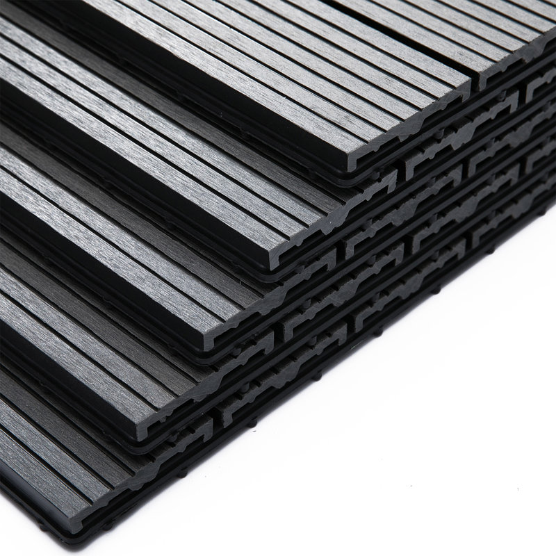 11 tuiles de terrasse emboîtables en plastique pour patio, 12 pièces x 12 po, Gris