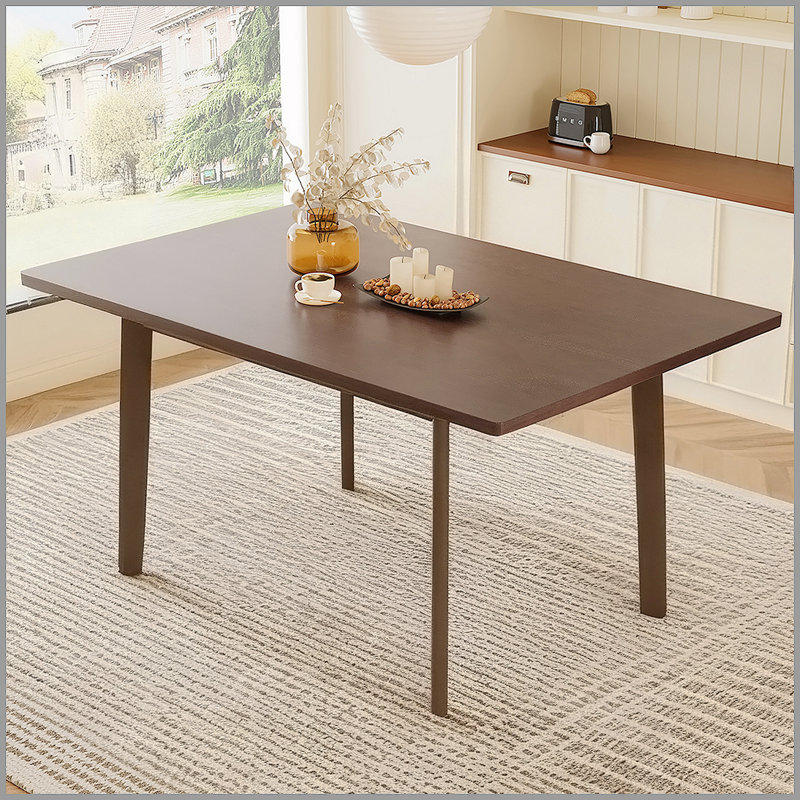 Table de salle à manger rustique 60 "- structure en bois massif, table de salle à manger moderne minimaliste pour cuisine, salle à manger, salon, noyer