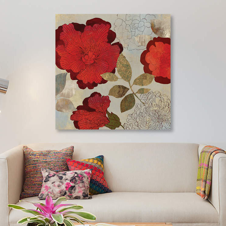 « rosa ii », impression sur toile, H 18 po x l 18 po x P 1,5 po, Pas de tapis, Toile tendue