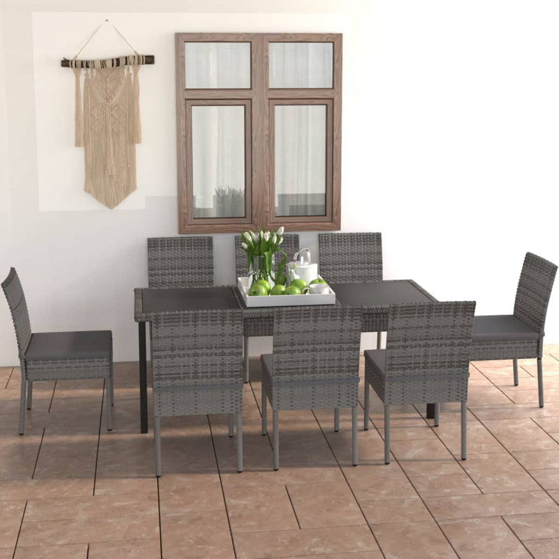 Ensemble repas 8 personnes avec coussins Khamil, gris, gris