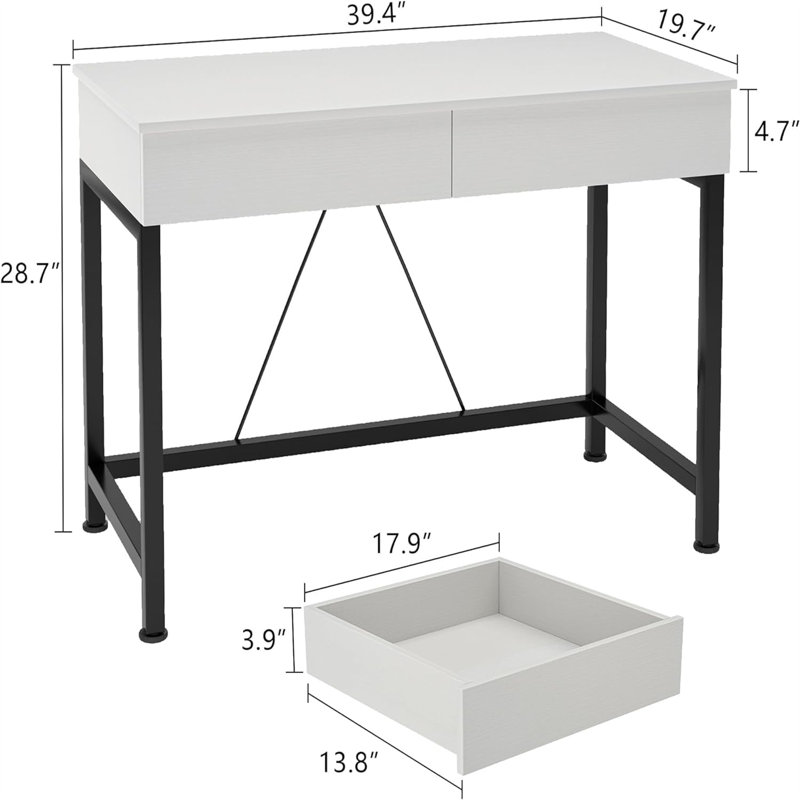 Bureau d'écriture Dilisio, H 29,92 po x l 39,37 po x P 19,69 po, Blanc