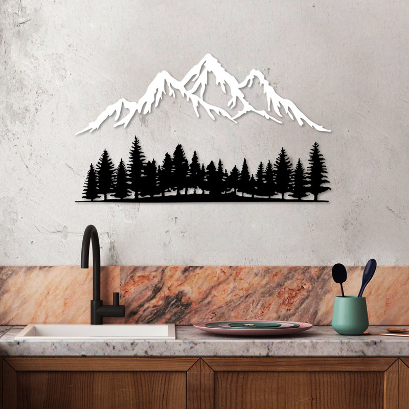 Elegant Decorative Metal Wall Accessory, White, 27.6 x 8.7 inches | 100% Metal Construction, Thickness: 0.06 inches | Easy Wall Mounting Design, Perfect for Home or Office Décor, Stylish and Durable