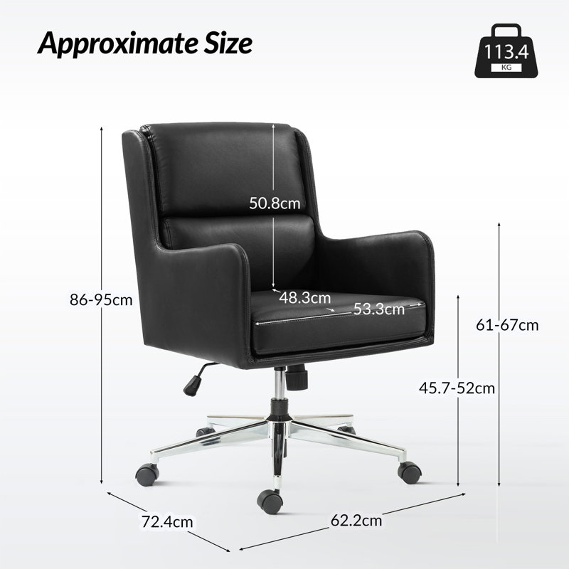 Zaysean Modern Faux Leather Tilting Executive Office Chair, Black
