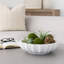 Elloise Beige 14" Bauer White Marble Tray, 4"H, Flower Shape - 14" x 14" x 4"