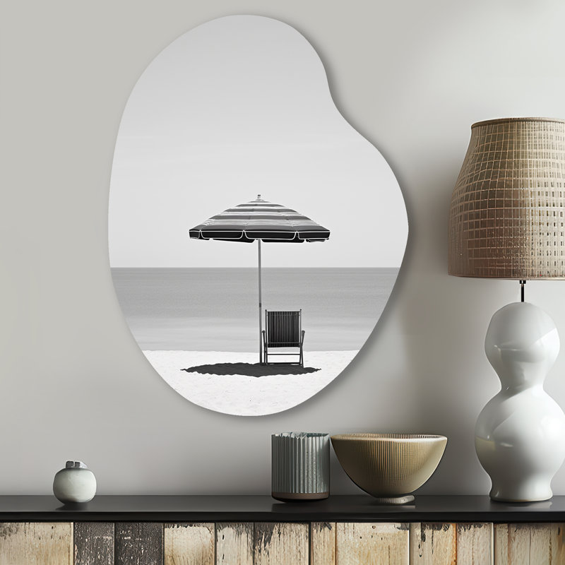 Décoration murale Markowitz noir et blanc minimalisme Beach II - bord de mer en forme de poire irrégulière, H 30 po x l 22 po