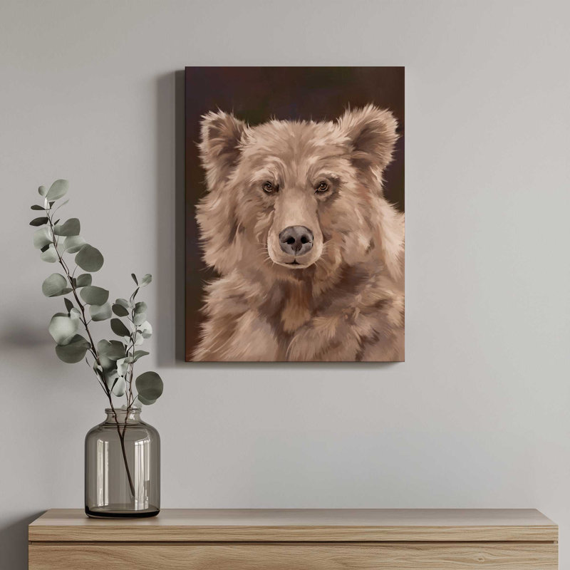 «Bushy Bear» par Cat Thurman Designs, reproduction d'art, L 24 po x H 32 po, Ne s’applique pas, Toile tendue