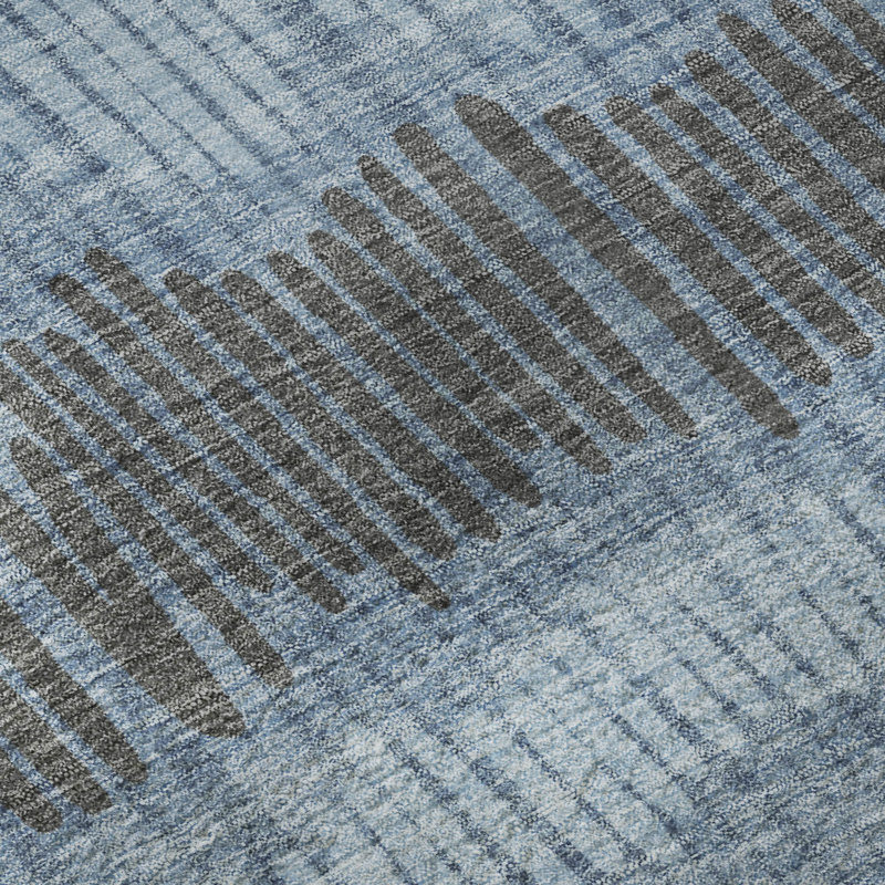 Tapis bleu Prisco lavable à la machine de qualité supérieure, Rectangle 2 pi 6 po x 3 pi 10 po