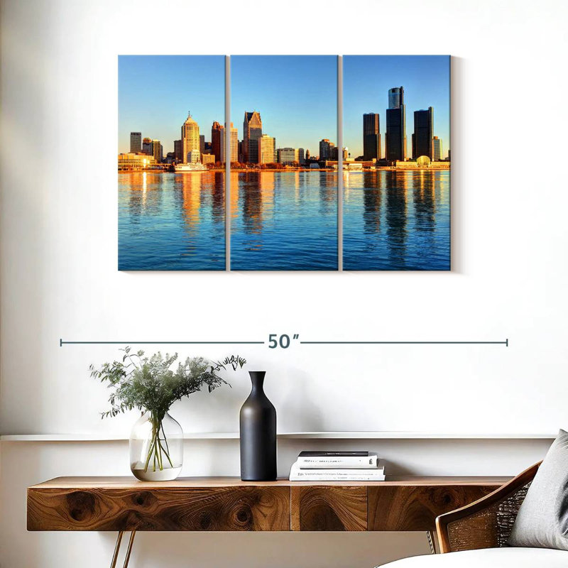 Nicci Detroit Waterfront Skyline, H 24 po x l 38 po