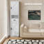 Grande armoire de rangement pour salle de bain avec 2 portes de grange, 1 tiroir, tablettes réglables et conception étroite pour les petits espaces-118088930