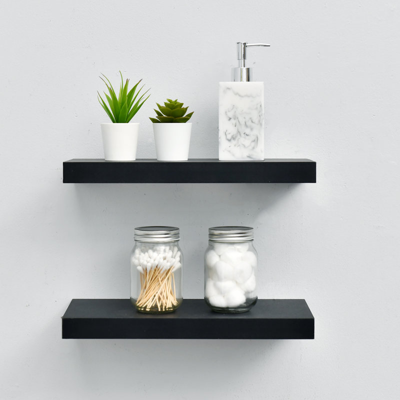 Abdas 2 Piece Floating Shelf, Black, 1.25" H x 15" W x 7.75" D