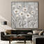 Impression sur tissu grand format pour décoration murale - Fleurs sauvages blanches sur fond gris pâle pour salon ou chambre - « Assemblage du cadre requis (cadre non fini) »-135870010