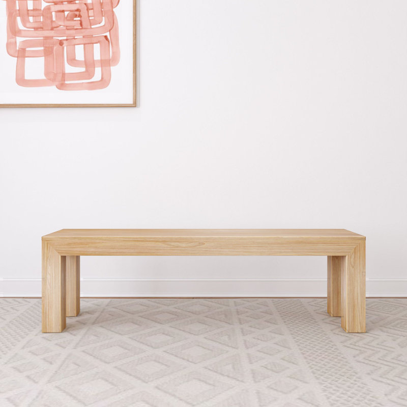 Linzy Modern Wood Bench, Blonde Wirebrush