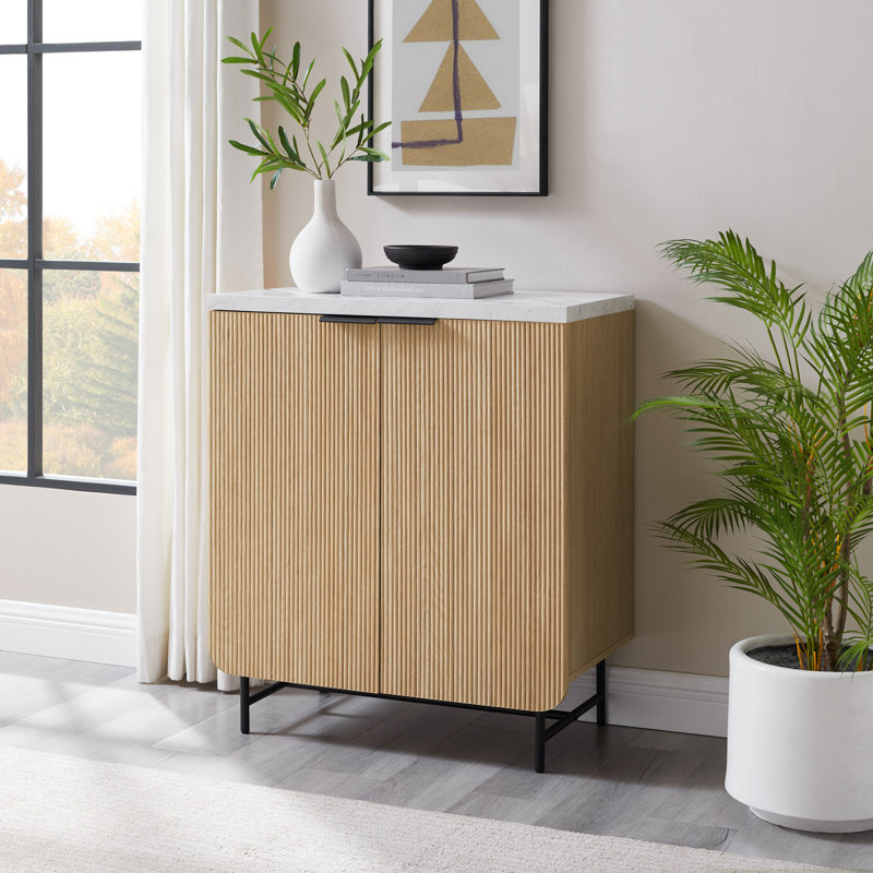 Jhasmin 2 -Door Rectangle Accent Cabinet, Oak/Black