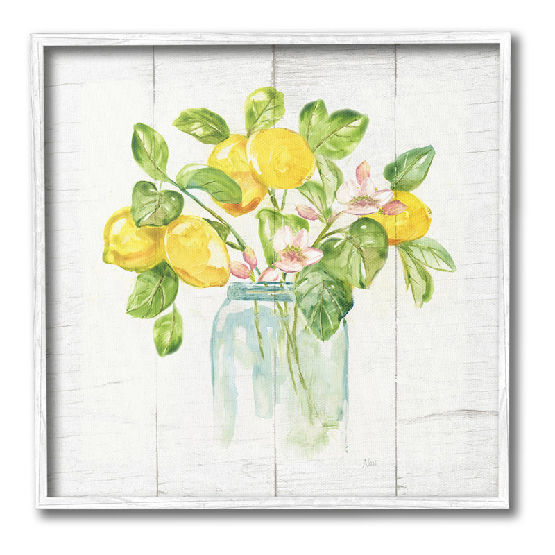 «Lemon Blossom Bouquet», art de la giclée encadrée par Nan, Giclée encadrée blanc bord de mer, H 24 po x l 24 po