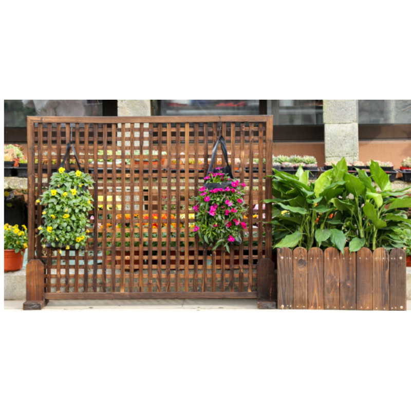 36" W X 72" H Square Grid Solid Wood Lattice With Stand