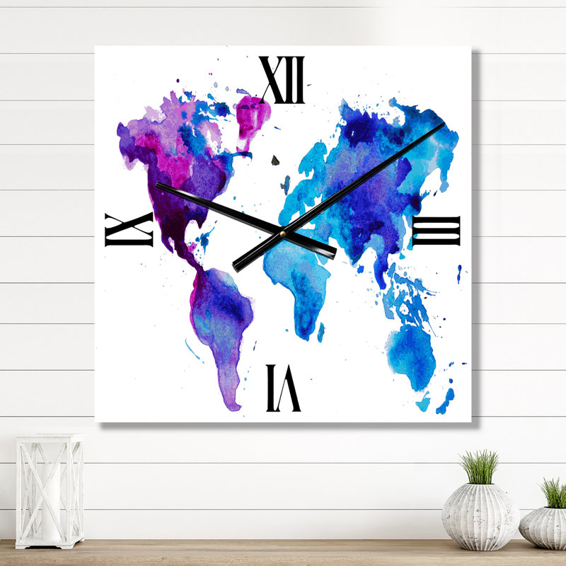 Horloge murale moderne mauve et bleue, Petit