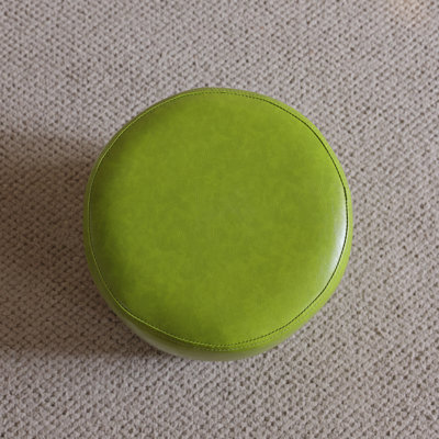 11.8In Small Round Faux Leather Upholstered Ottoman