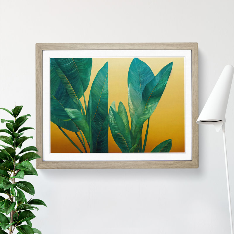 Cosmopolitan Tropical Leaves - Framed Print, 46cm H x 64cm W x 2cm D, Oak
