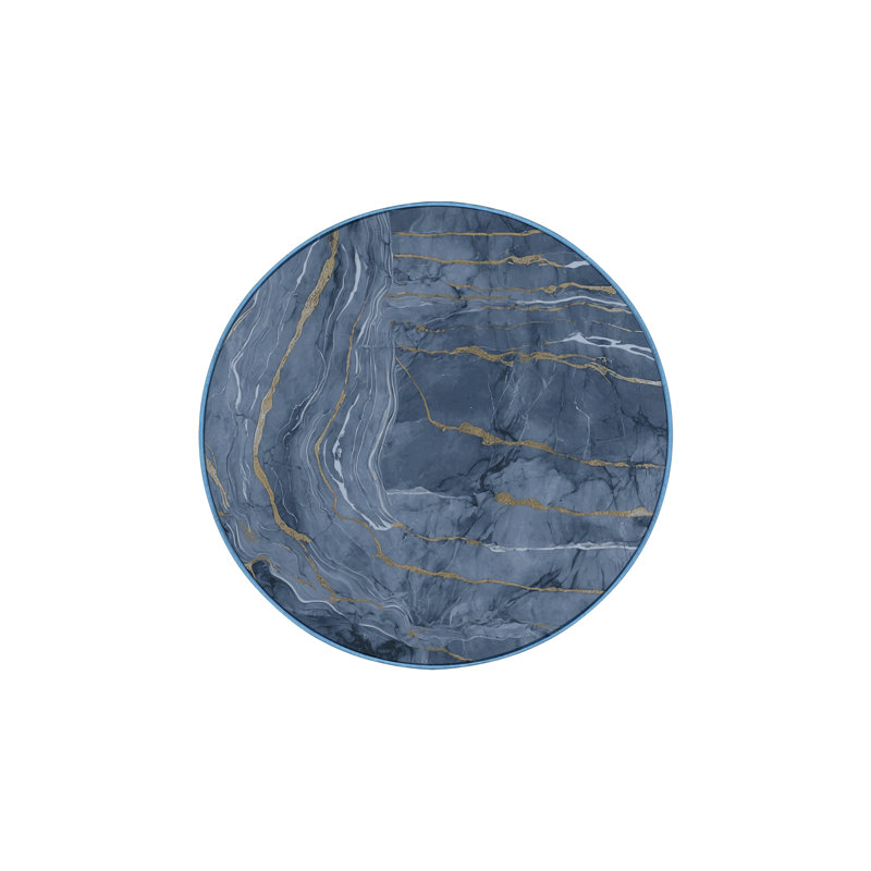 Tapis bleu lavable à la machine, Rond 5 pi