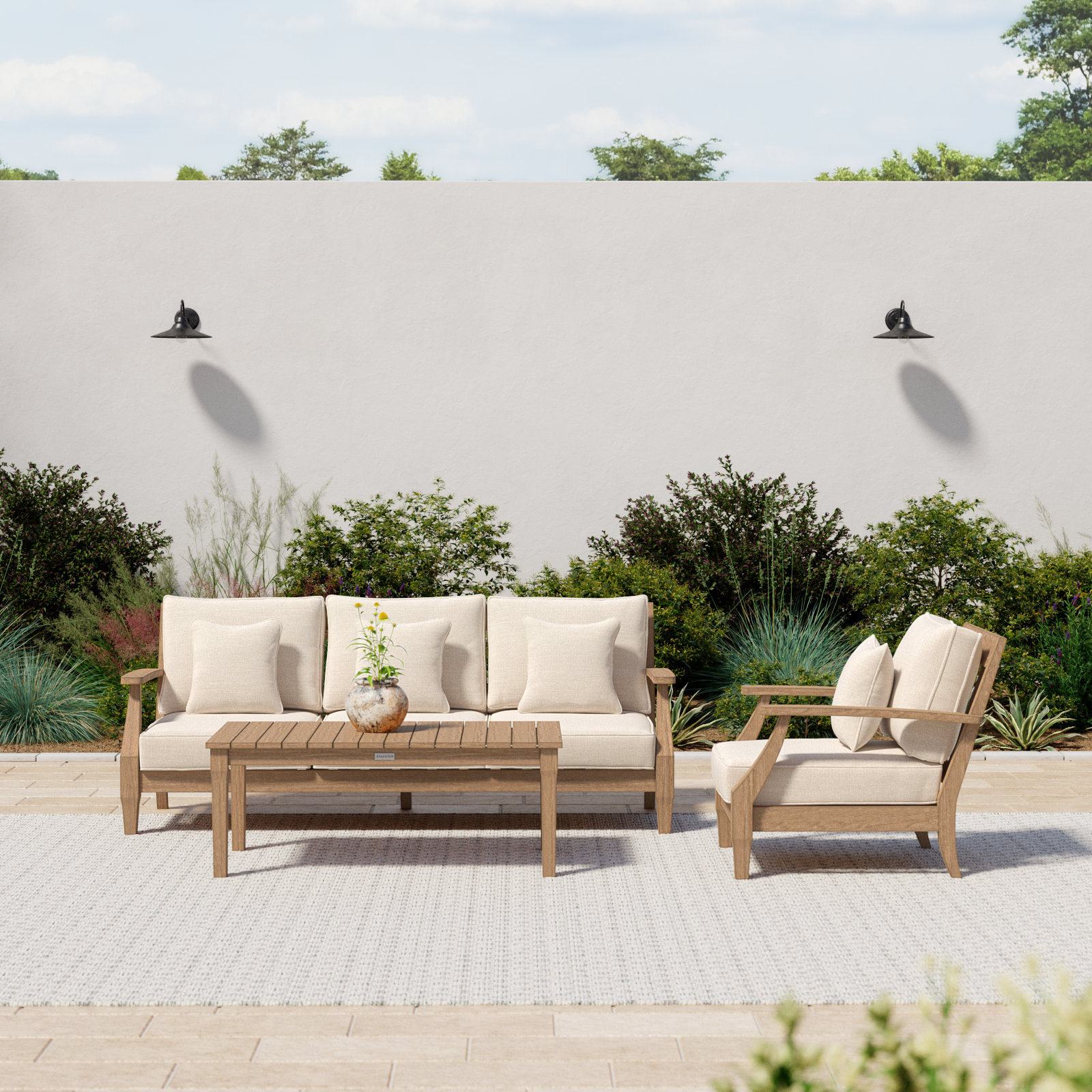 Samya 3 Piece Outdoor Sofa Seating Group with Cushions