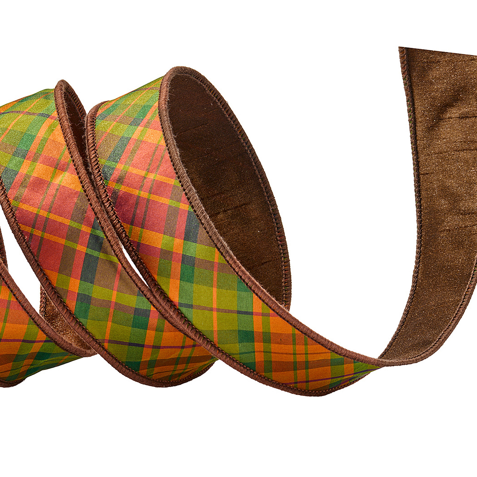 1.5"X10Y Dupion Autumn Plaid Ribbon