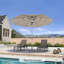 Parasol de marché rond semi-automatique 11,5 pi, pôle argent, rond, pour terrasse, beige-149625060-155071280