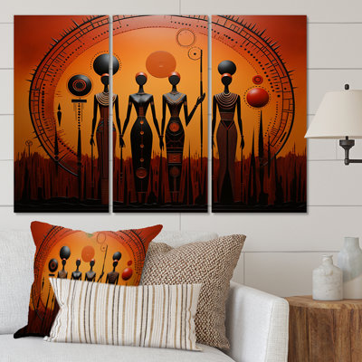 " African Tribal Rhythms I " 3 Piece Art Mixed Media Print