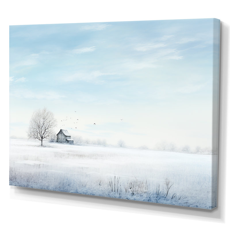 Paysage d'hiver, minimalisme sur toile, H 30 po x l 40 po x P 1,5 po, Toile tendue