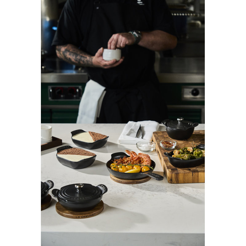 Le Creuset Enameled Cast Iron Set Of 4 Covered Mini Round Braisers, 1/3 Qt. Each, Matte Black