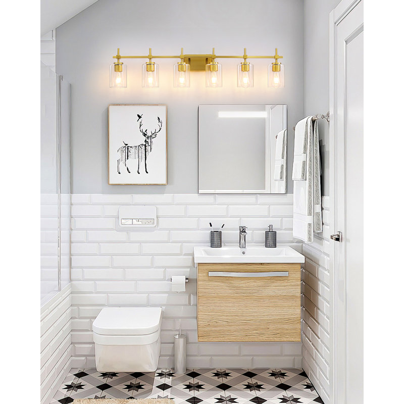Applique murale moderne à intensité variable pour meuble-lavabo Aviara Lights, Laiton brossé, Harwich