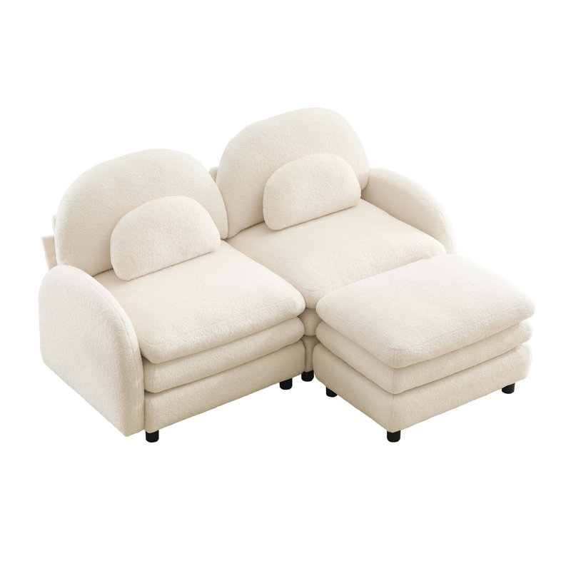 Canapé-lit modulaire Teddy, Blanc beige