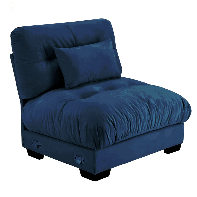 Canapé sans accoudoirs Milano avec 1 oreiller Milano, Velours bleu