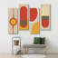 Mid-Century Shape Mid-Century Retro Polygon Collage sur toile, reproduction de 4 pièces