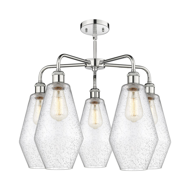 Lustre géométrique à intensité variable en acier à 5 lumières Amylea, H 20 po x l 25 po x P 25 po, Chrome poli